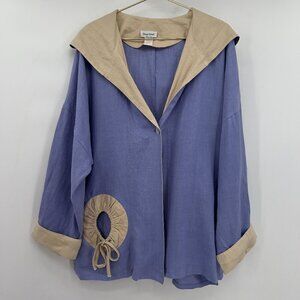 Design Todays Plus Women's Linen Long Sleeve Hooded Cardigan 1X